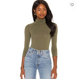 FREE PEOPLE olive green slim fit stretchy turtleneck